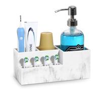 Luxspire Porta Cepillo de Dientes, Soporte de Cepillo de Dientes Eléctrico Baño de Resina con Orificios de Drenaje & 4 Ranuras para Cabezal de Cepillo Compatible con Oral B Philips Sonic, Grava Blanca