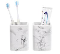 Luxspire Portacepillos de Dientes 2 Paquetes, Portacepillos de Dientes de Secado Rápido para Baño, Vasos de Diatomita para Cepillos de Dientes y Pasta de Dientes, Acabado de Mármol