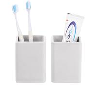 Luxspire Portacepillos de Dientes 2 Paquetes, Portacepillos de Dientes de Secado Rápido para Baño, Vasos de Diatomita para Cepillos de Dientes y Pasta de Dientes, Gris Claro
