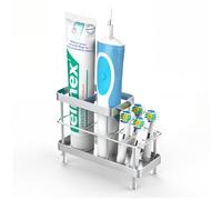 Luxspire Portacepillos de Dientes para Baño, Portacepillos de Dientes Eléctricos de Acero Inoxidable para Montar en Pared, Porta Cepillo de Dientes para Ducha, Organizador de Baño, 6 Ranuras, Plata