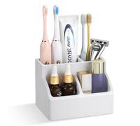 Luxspire Portacepillos de Dientes, Soporte per Cepillos de Dientes Secado Rápido, Organizador de Tierra de Diatomeas para Cepillos de Dientes, Porta Pasta de Dientes Mostrador Aparador, Gris Claro