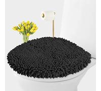 LuxUrux Funda para tapa de inodoro con banda elástica de ajuste elástico, funda antideslizante de microfibra de felpilla para baño, felpa suave, lavar y secar a máquina, aspecto cómodo y limpio (18 x