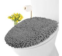 LuxUrux Funda para tapa de inodoro de microfibra de felpilla de alta calidad, juego de fundas de asiento de inodoro de felpa suave para baño, antideslizante, ajuste elástico, lavable a máquina, se