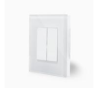 Luxus-Time Tapa ciega doble en marco de cristal simple en color blanco, tapa ciega, tapa de descarga, montaje empotrado, módulo 1/2, apertura vacía