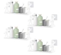 Luxvara 4Pz Estanteria Baño Sin Taladros, Resistente al Agua y al Oxido, Estante Pared montados en la Pared, Estante Ducha, Autoadhesivo, Organizador Ducha para Champú y Gel de Baño, Blanco