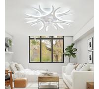 Luyaim 75CM Ventilador De Techo Con Luz Y Mando A Distancia Dormitorio Salon Lampara Ventilador Techo 6 Velocidades Reversible Dc Motor Silencioso Plafon Led Ventilador Blanco Regulable-White