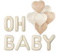 LUYIEDHA Globo Oh Baby, globos con letras OH BABY de color blanco crema, 16 pulgadas, Aluminum Film Galloon para baby shower gender reveal fiesta decoración (Multicolor A)