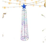 Luz de árbol de cono LED - Decoración exterior de 94,49 pulgadas | Estructura LED de metal: iluminación de cono de jardín de alta intemperie con poste central fuerte para exhibiciones festivas de