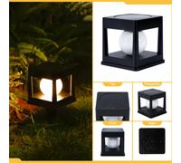 Luz de cabeza de columna solar, luces enterradas impermeables para exteriores, lámpara de tapas de poste LED, para jardín, Villa, puerta, postes de madera, decoración de acampada