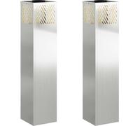 Luz de camino LED solar 2 pcs Plateado Galvanizado