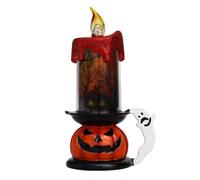 Luz de esqueleto de calabaza 3D de Halloween, decoración de velas LED sin | Vela LED de PVC para Halloween con 3 pilas AG13 incluidas para decoración de mesa, hogar, bar, fiesta y casa encantada