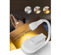 Luz de Lectura, Lámpara de Lectura Recargable con Pinzas,3 Colores Brillos Ajustables,Luz Libro de 360° Ajustable,Regalo Amantes para Leer,Blanco