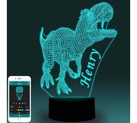 Luz de Noche Personalizada para Niños y Hijos, Lámpara de Mesa de Dinosaurio, Dormitorio Acrílico LED Regalo para Cumpleaños, Halloween, Navidad, Año Nuevo