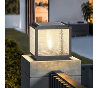 Luz de pilar solar Lámpara de aluminio con energía solar negra Luces de poste para exteriores Lámparas de columna impermeables Paisaje al aire libre Linterna de poste LED Puerta Pedestal Bolardo