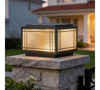 Luz de tapa de poste solar Iluminación de poste al aire libre moderna Lámpara de columna solar exterior Carcasa exterior Luz de pilar impermeable Iluminación de pedestal de paisaje Cerca Cubierta