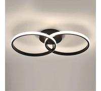 Luz de techo moderna LED NEGRO lámpara de techo de doble anillo luz natural 4000K accesorios de iluminación para dormitorio cocina sala de estar St largo