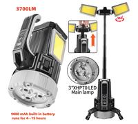 Luz de trabajo de doble luz SQ-G18 3700LM | Antorcha LED IPX4 de 9000 mAh con pantalla digital y 9 modos para camping, sitio de trabajo, emergencia