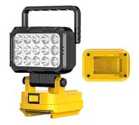 Luz de trabajo LED de aleación de aluminio con 15 bombillas LED para exteriores para baterías de 18 V / 20 V Herramienta eléctrica Carga de batería Luz de trabajo recargable Adaptador de batería de de