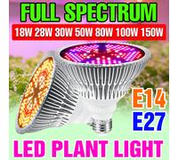 Luz LED de cultivo de 150W E27/E14, lámpara de espectro completo para plantas, UV IR, flores de interior, suculentas, cultivo de vegetales, bombilla de crecimiento AC110-240V