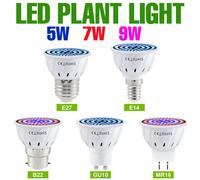 Luz LED de cultivo E27/E26 GU10, lámpara de espectro completo para plantas E14 para flores en macetas de interior, bombilla de cultivo MR16 AC220V 5W 7W 9W