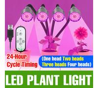 Luz LED de cultivo, lámpara de cultivo de plantas de espectro completo, sincronización de 4/8/12 horas, encendido/apagado automático para caja de crecimiento interior, flores en macetas de escritorio