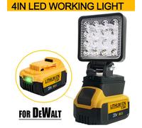 Luz Led para Dewalt, foco portátil con batería de 18V, inalámbrico, para trabajo al aire libre, pesca, herramienta de emergencia portátil, sin batería, sin USB