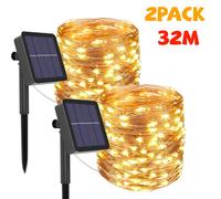 Luz LED Solar de 32m/22m/11m/7m, lámpara de adorno para exteriores, guirnalda de luces de hadas para jardín, guirnalda navideña impermeable, luz decorativa para patio