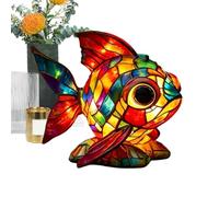 Luz nocturna de escritorio - Estilo vintage 17 x 19 x 13 cm, pieza de iluminación decorativa, acento de resina de pescado colorido | Escultura artística de brillo suave, iluminación ambiental
