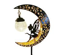 Luz solar de metal para patio, diseño de estaca de hadas con orbe de vidrio agrietado, LED blanco cálido y 84 cm / 33in de altura para decoración de jardín, pieza de exhibición de luz de jardín