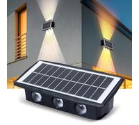 Luz Solar Exterior Jardín, 6 LED Focos Led Exterior Solares, Lámparas de Pared, 1500mAh Aplique de Pared, IP65 Impermeable 2 Modos Foco Solar Jardín