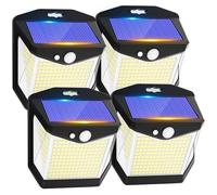 Luz Solar LED Exterior Jardin - 248 LED Luces Solares Sensor de Movimiento 270° Foco Solar Exteriores Lampara IP65 Impermeable Aplique Solar Potente con Iluminacion Terraza Outdoor Light 4 Paquete