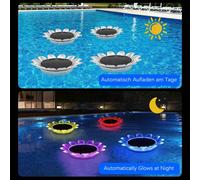 Luz Solar para Piscina con Forma de Pétalo de Girasol, 7 Colores Ajustables, Brillo y Velocidad de Parpadeo Ajustables, Flota en el Agua