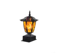 Luz solar parpadeante de metal impermeable para jardín, valla de jardín, barandilla, efecto antorcha, iluminación de paisaje para patio, camino, patio, decoración de entrada, acabado negro