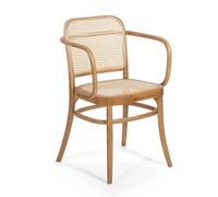 Lúzete - Silla Hannah Con Reposabrazos Madera Natural Rattan Madera Y Rattan Natural