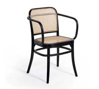 Lúzete - Silla Hannah Con Reposabrazos Madera Negra Rattan Madera Y Rattan Natural Black
