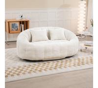 LVHOM: Sillón saco clásico con 2 cojines, tipo "bean bag" con puff, sofá cómodo de chenilla, sillones saco, chaise longue, sofá de 2 plazas, color beige