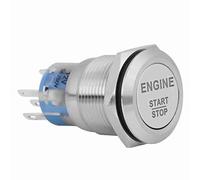 lvifloae Interruptor de botón de arranque, interruptor de botón de parada de arranque de motor de automóvil de 19 mm 12 V, botón de acero inoxidable plateado con indicador LED (acero inoxidable