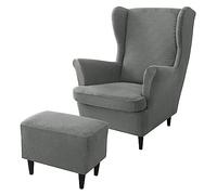 LVTFCO Fundas para sillones orejeros, Funda para Silla Wingback y Funda para Taburete otomano Funda para sofá con Banda elástica Funda Protectora Lavable para sillón para Sala de Estar,9