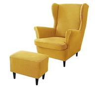LVTFCO Fundas para sillones orejeros, Funda para Silla Wingback y Funda para Taburete otomano Funda para sofá con Banda elástica Funda Protectora Lavable para sillón para Sala de Estar,7