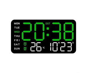 LVYXON Reloj de Pared Digital LED con Alarma, Temperatura, Visualización de Fecha y Semana, Activado por Voz, Horario de Verano e Interruptor °F/°C, Alimentado por USB o Funciona con Batería para el