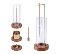 Lwaviwer Porta Incienso, Soporte para Varillas de Incienso, Quemador de Incienso con Vidrio, Bandeja de Madera Antideslizante y Soporte para Varillas de Incienso de LatóN