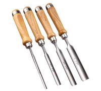 LWCUSNJ Juego de 4 cinceles de madera para carpintería, 8 mm, 12 mm, 18 mm, 25 mm, acero CR-V, borde exterior curvado afilado, juego de mango de madera firme (juego de borde exterior)