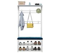 LWJSOCP Banco Zapatero Industrial con Perchero, 8 Ganchos y Estante para Zapatos. Perchero Independiente para pasillos Estrechos y dormitorios. Perchero versátil para Abrigos, Sombreros y Bolsos.