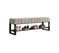 LWJSOCP Banco Zapatero tapizado en Tela con Organizador de Almacenamiento para Dormitorio, Sala de Estar o recibidor, Color Gris, 120 cm, soporta hasta 136 kg. Banco Zapatero para recibidor con ampl