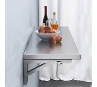 LWJSOCP Mesa Plegable de Acero Inoxidable montada en la Pared y diseño Resistente de Acero 304 Que Ahorra Espacio. Soporta hasta 150 kg Uso en el hogar y la Oficina.