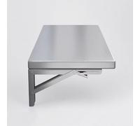 LWJSOCP Mesa Plegable de Acero Inoxidable para Montaje en Pared, Ideal para Espacios pequeños. Escritorio Flotante Compacto con Soportes, Cocina, Comedor, lavandería y Taller (140 x 35