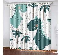 LWXBJX Cortinas Salon Aislantes Termicas Opacas con Ollaos - Blanco dinosaurio animal - Impresión 3D Aislantes de Frío y Calor 90% Opacas Cortinas - 300 x 270 cm - Salon Cocina Habitacion Niño Moderna