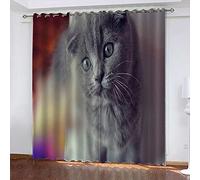 LWXBJX Opacas Cortinas Dormitorio - Gato Animal - Impresión 3D Aislantes de Frío y Calor 90% Opacas Cortinas - 200 x 160 cm - Salon Cocina Habitacion Niño Moderna Decorativa