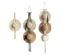 LWZko 3 Perchas para Sombreros de Macramé, Colgadores de Gorras, Pared, Exhibición de Sombreros de Ala Ancha, Soporte Decorativo para Gorras