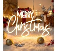 Lxmoneon Feliz Navidad letrero de neón,Señales de neón led de Navidad para decoración de pared,Señal de neón cálido blanco USB dimmable para fiesta Christmas Casa Bar Dormitorio Regalo vacaciones